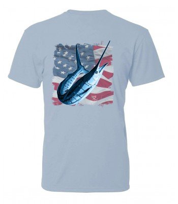 Signature Series - White Marlin America Flag  - Short Sleeve (Sizes - S and M)